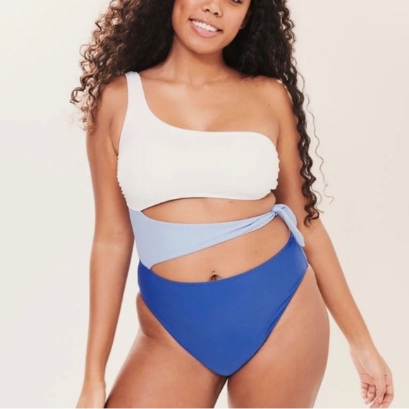 One Piece Swimsuit with Tie - Picture 1 of 5